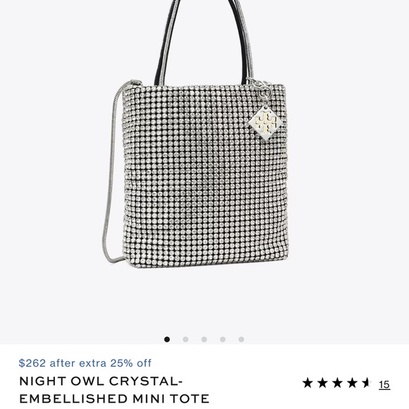 NIGHT OWL CRYSTAL-EMBELLISHED MINI TOTE Tory Burch NWOT - Picture 3 of 4